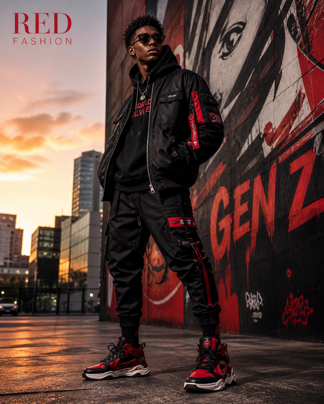 Red Fashion Gen Z editorial look
