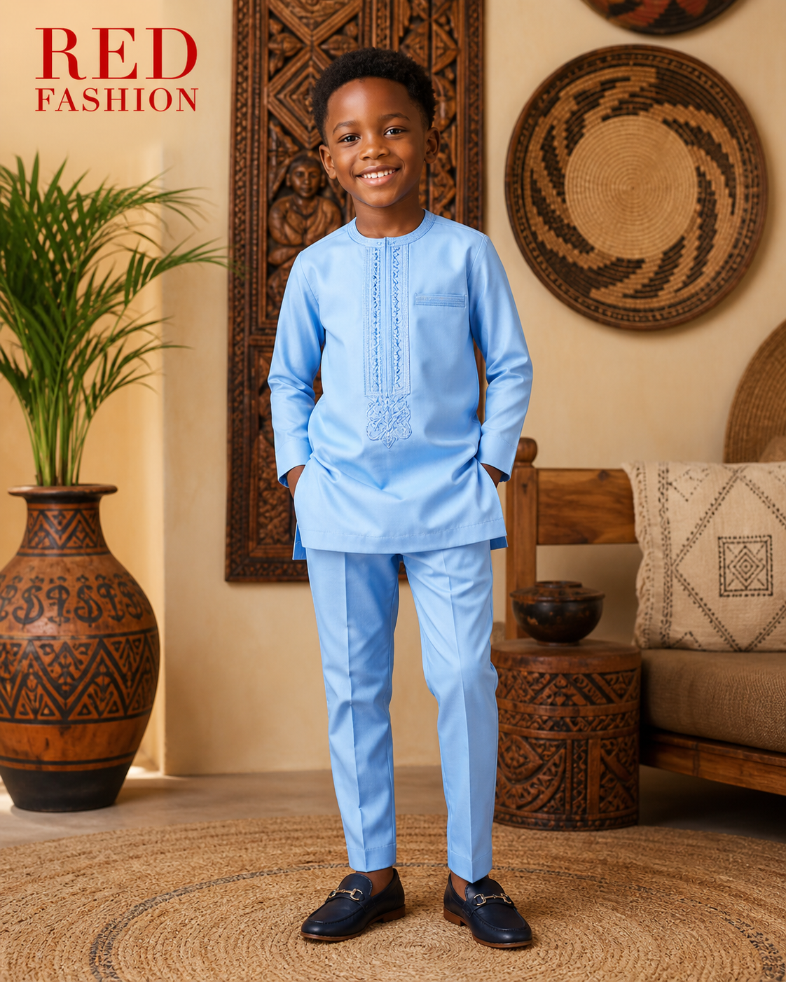 Red Fashion smart kids native outfit