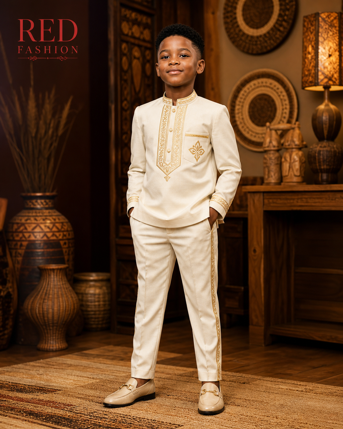 Red Fashion classic kids native outfit