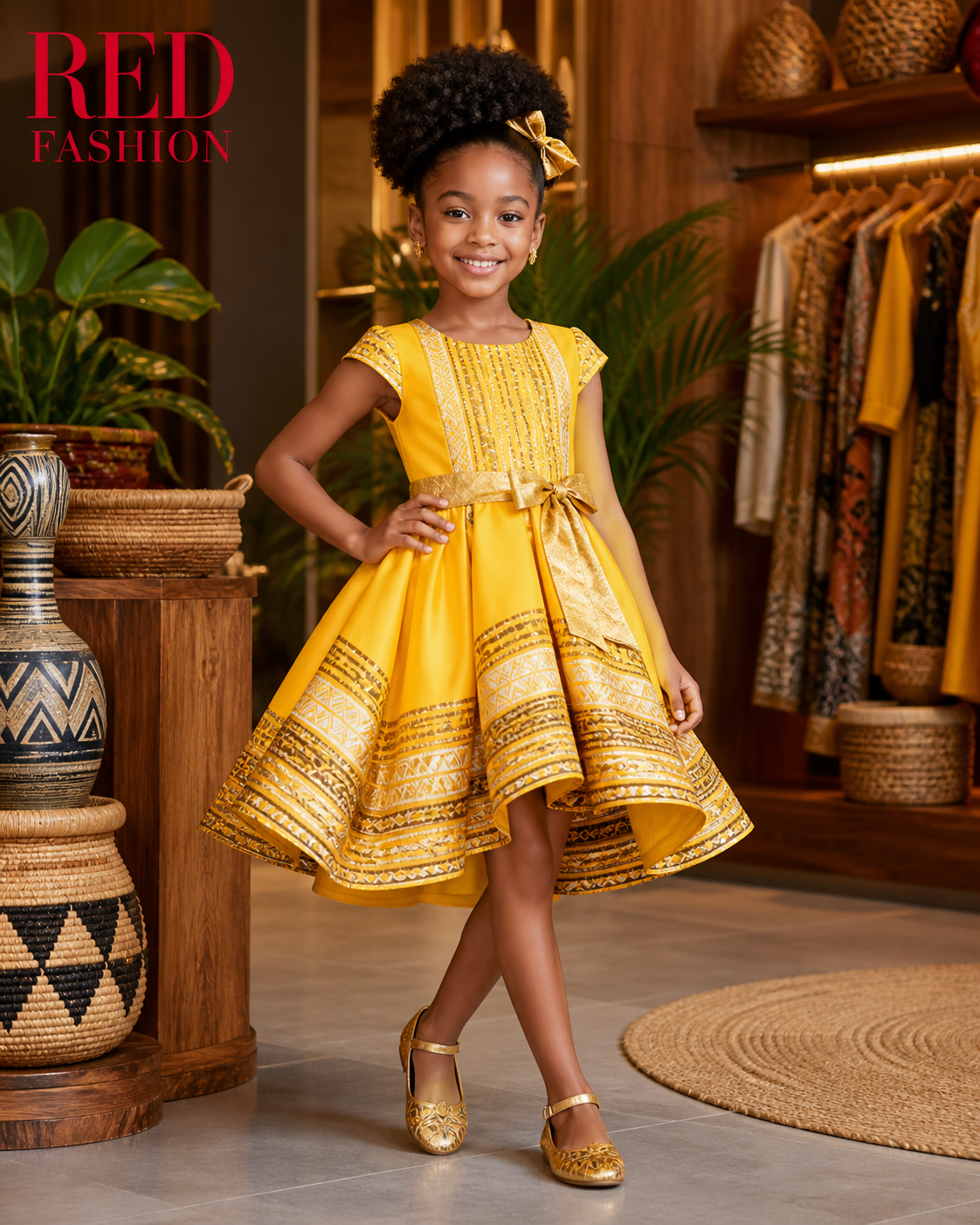 Red Fashion kids editorial look