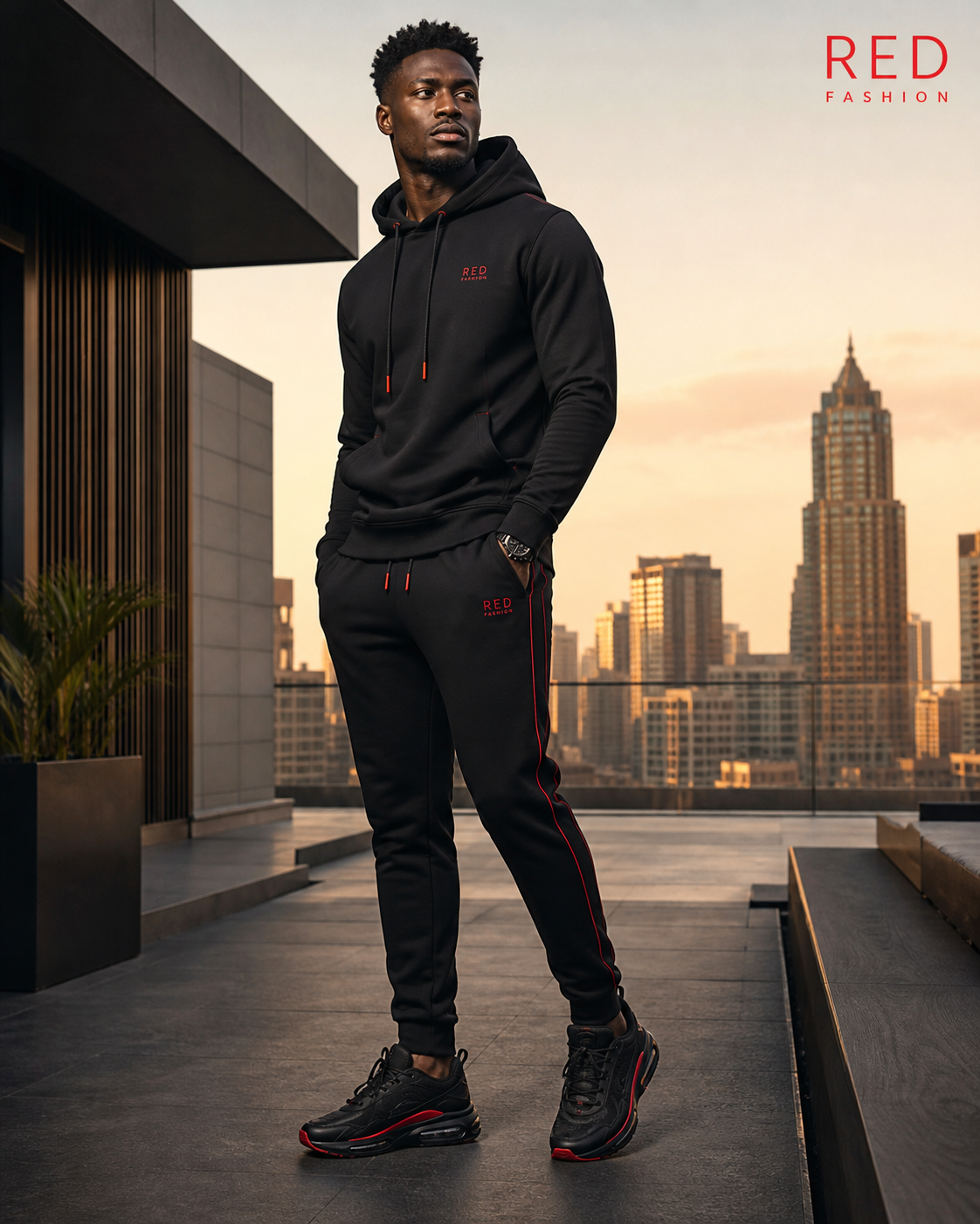 Red Fashion men street hoodie