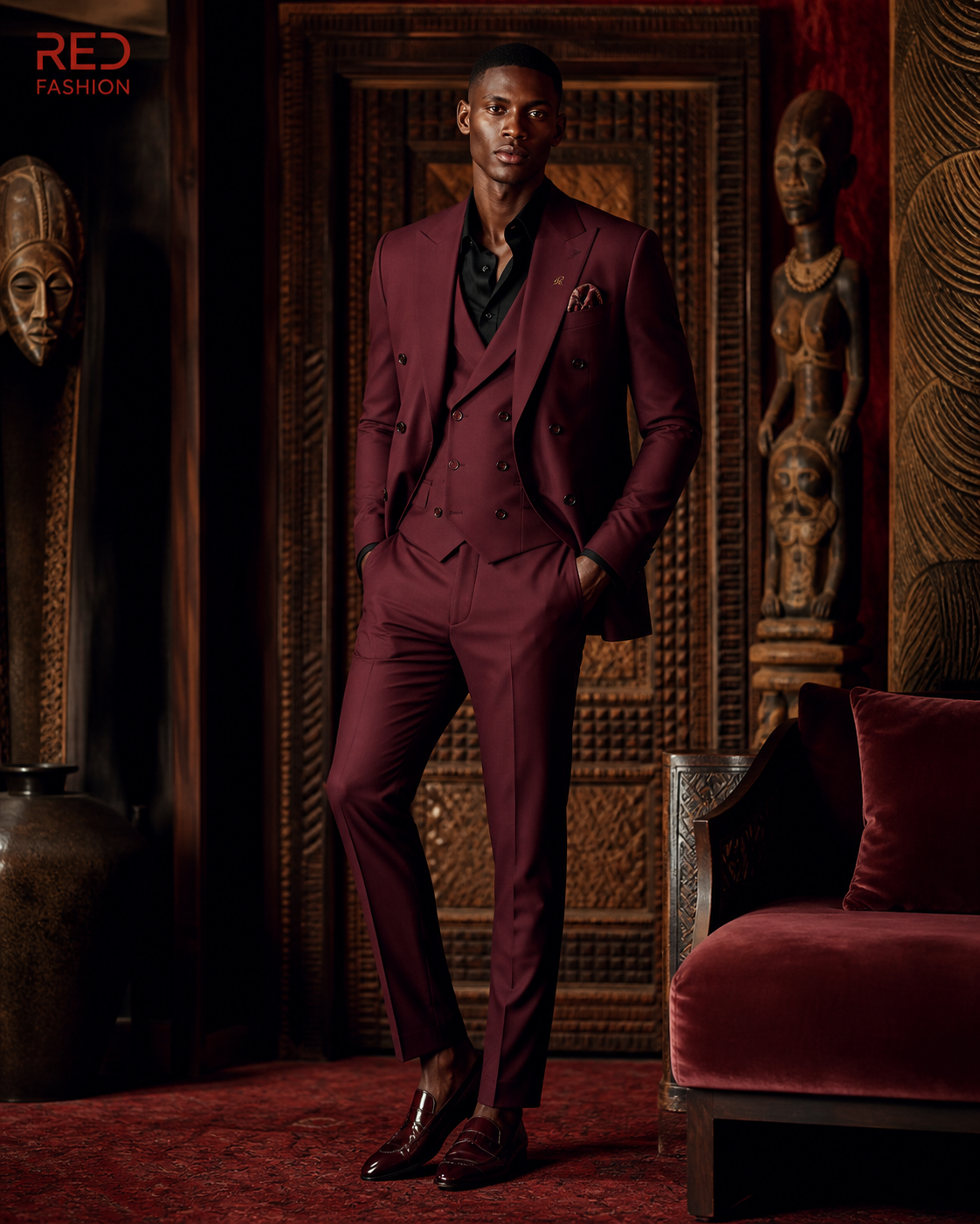Red Fashion bold men suit
