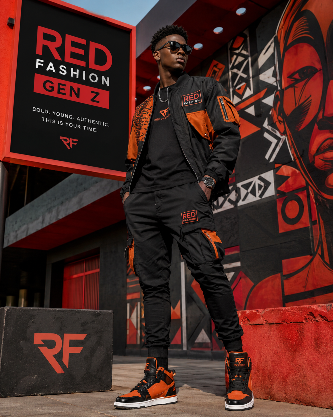 Red Fashion Gen Z wave hoodie